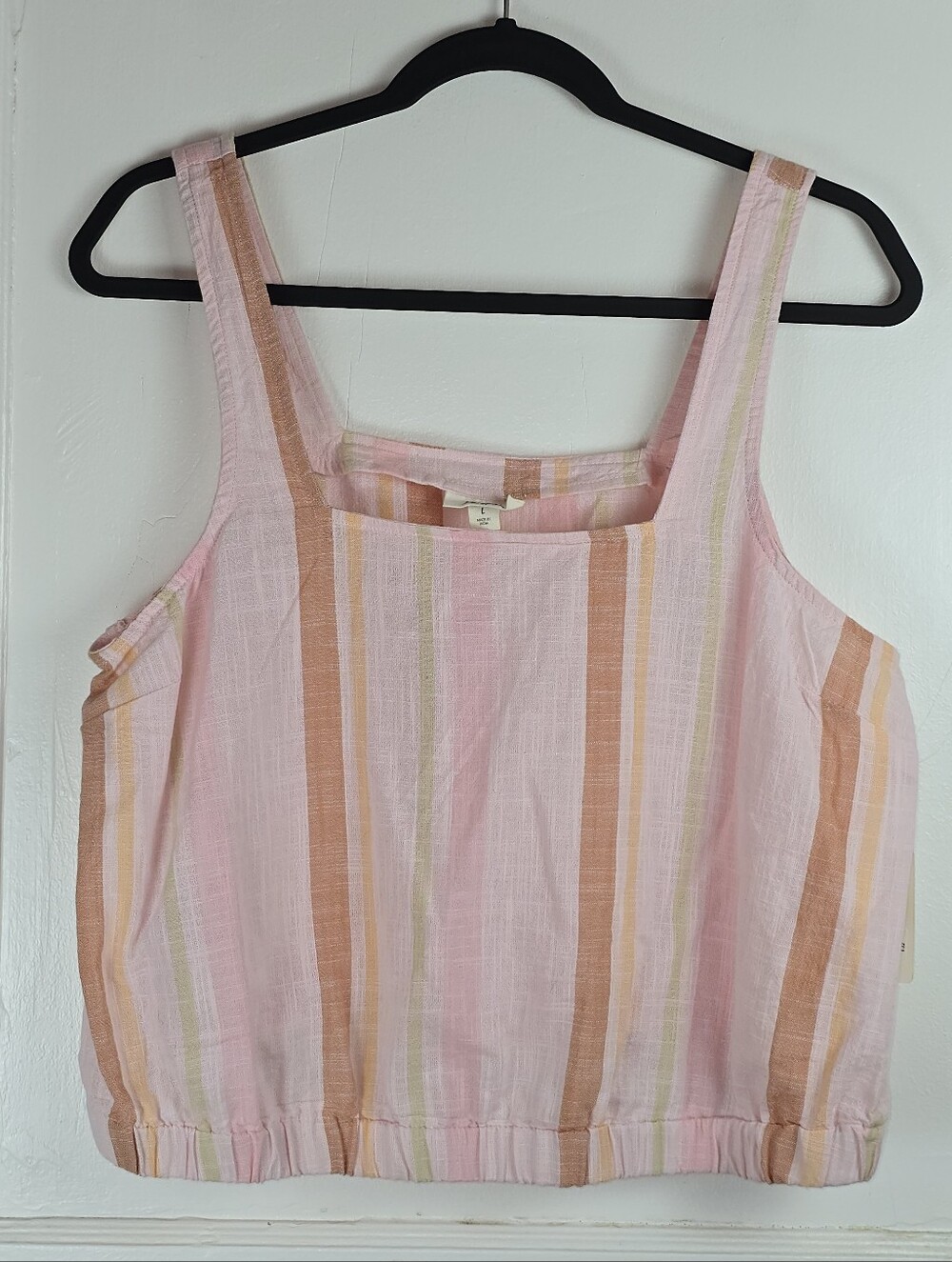 A.n.a. Pink Striped Sleeveless Crop Top Cotton NEW L